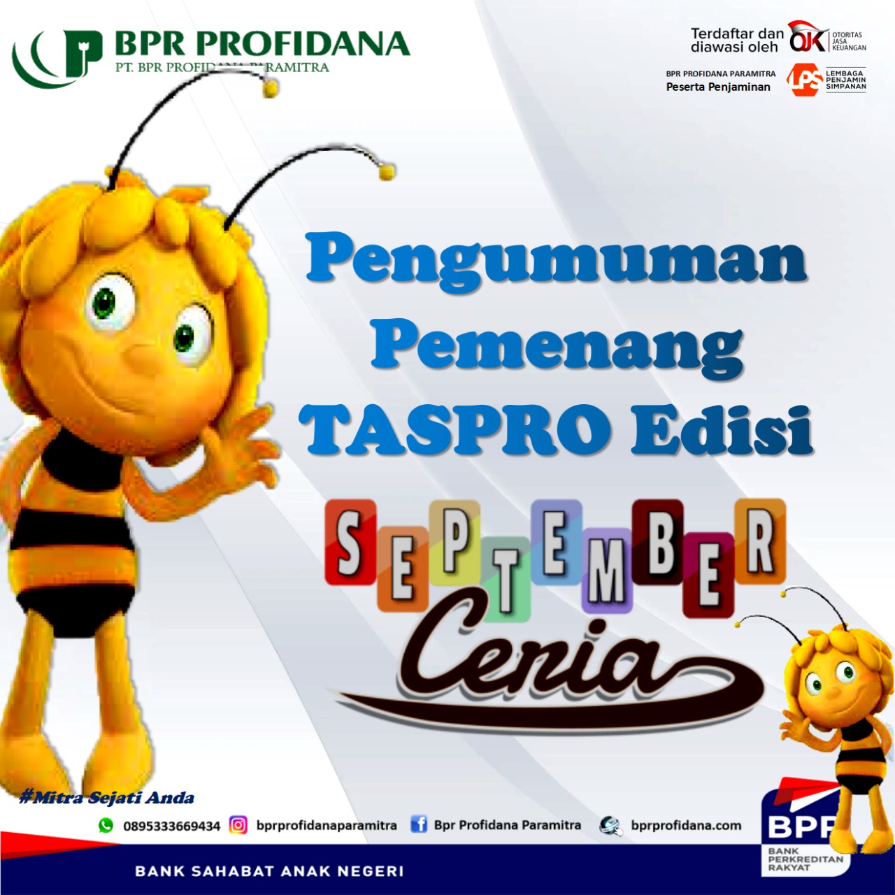PEMENANG TABUNGAN TASPRO PERIODE SEPTEMBER 2022